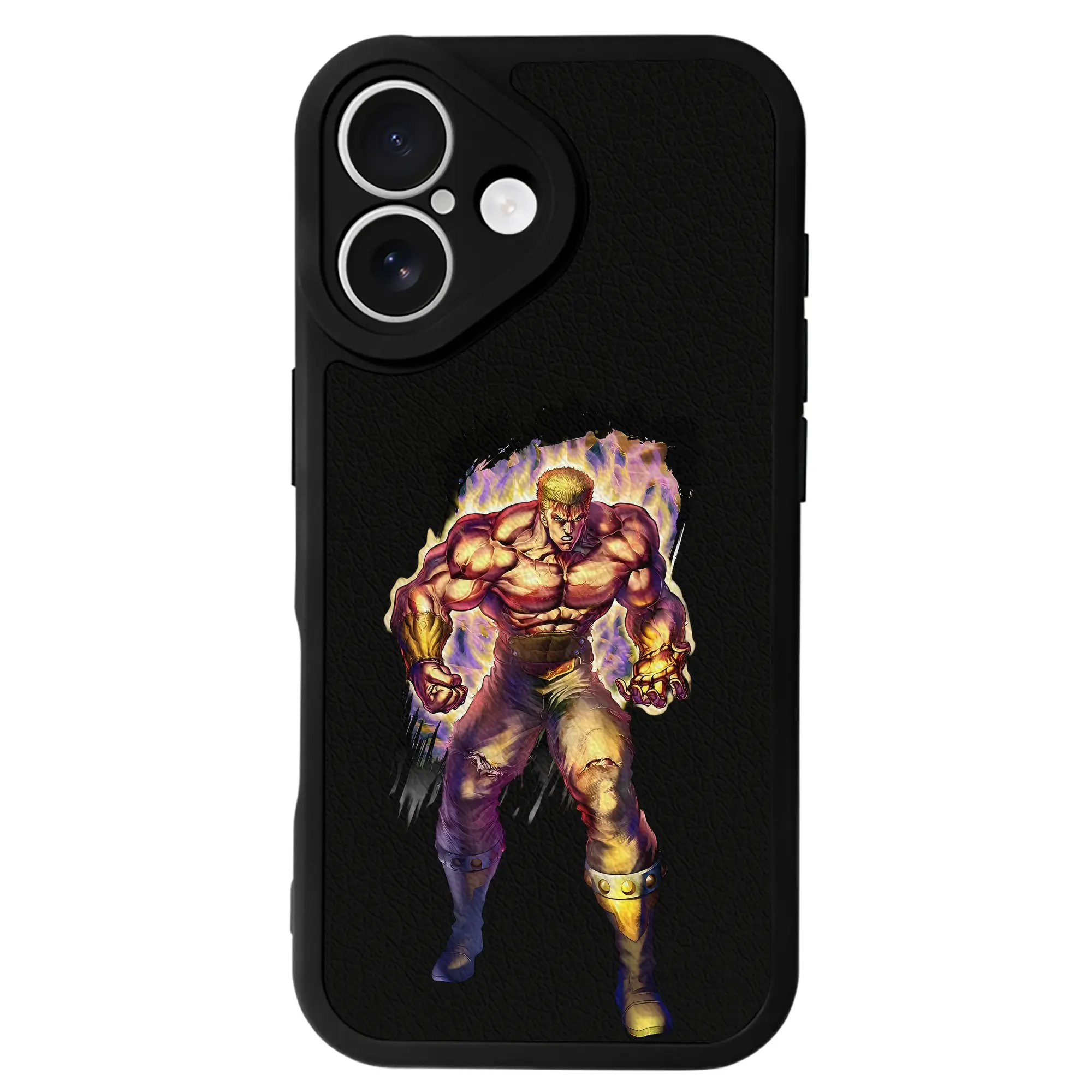 北斗の拳 グッズ,ラオウ - IPhone 16シリーズ対応 ・ シリコンスマホケース ・ レザー調 ・ 高精度フィット ・ 耐衝撃 ・ ワイヤレス充電対応 ・ 精密カット